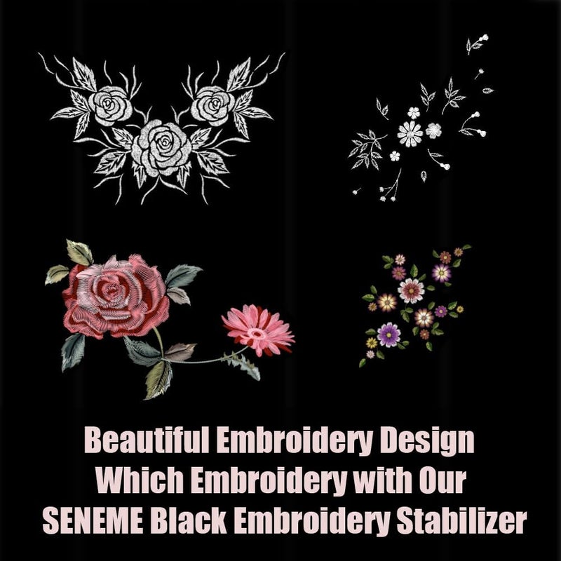 Seneme Black Cut Away Embroidery Stabilizer 8"x8" 100 Precut Sheets, 2.5oz Medium Weight Cut Away Stabilizer for Embroidery Backing for Machine Embroidery and Hand Sewing for 4x4 and 6x6 Hoops - Image 5